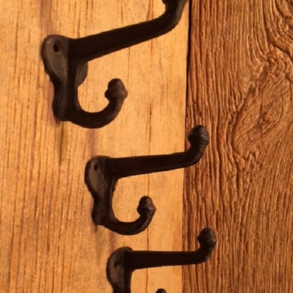 Two (2) Cast Iron Black Double Acorn Wall Hooks 3" Deep Two (2) 0170-531705 B - Picture 6 of 16